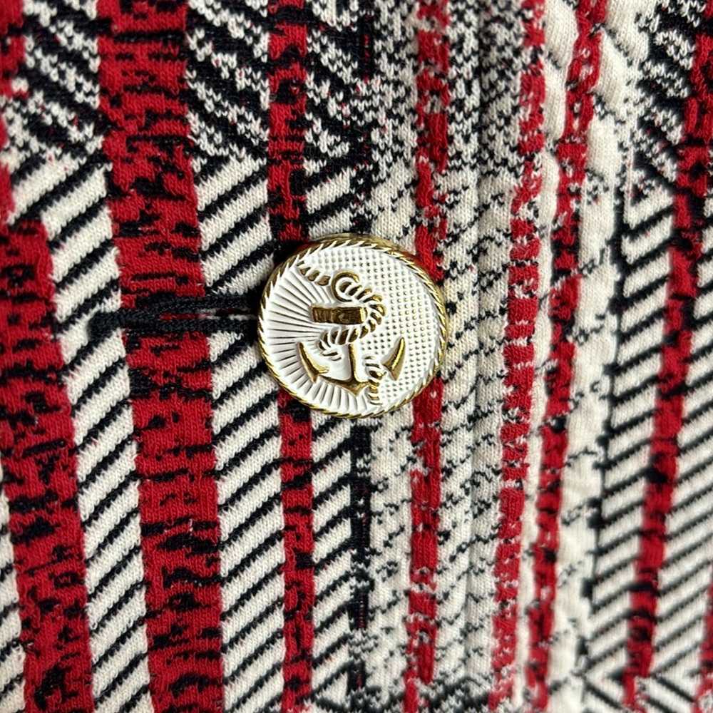 Cabi XS red black striped shoulder pad unlined blazer - Picture 4 of 11